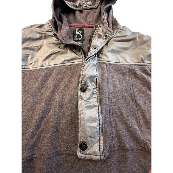 Kane and Unke Mens XL 1/4 Zip Hooded Jacket Pullover Long Sleeve Buttons EUC - Picture 2 of 10